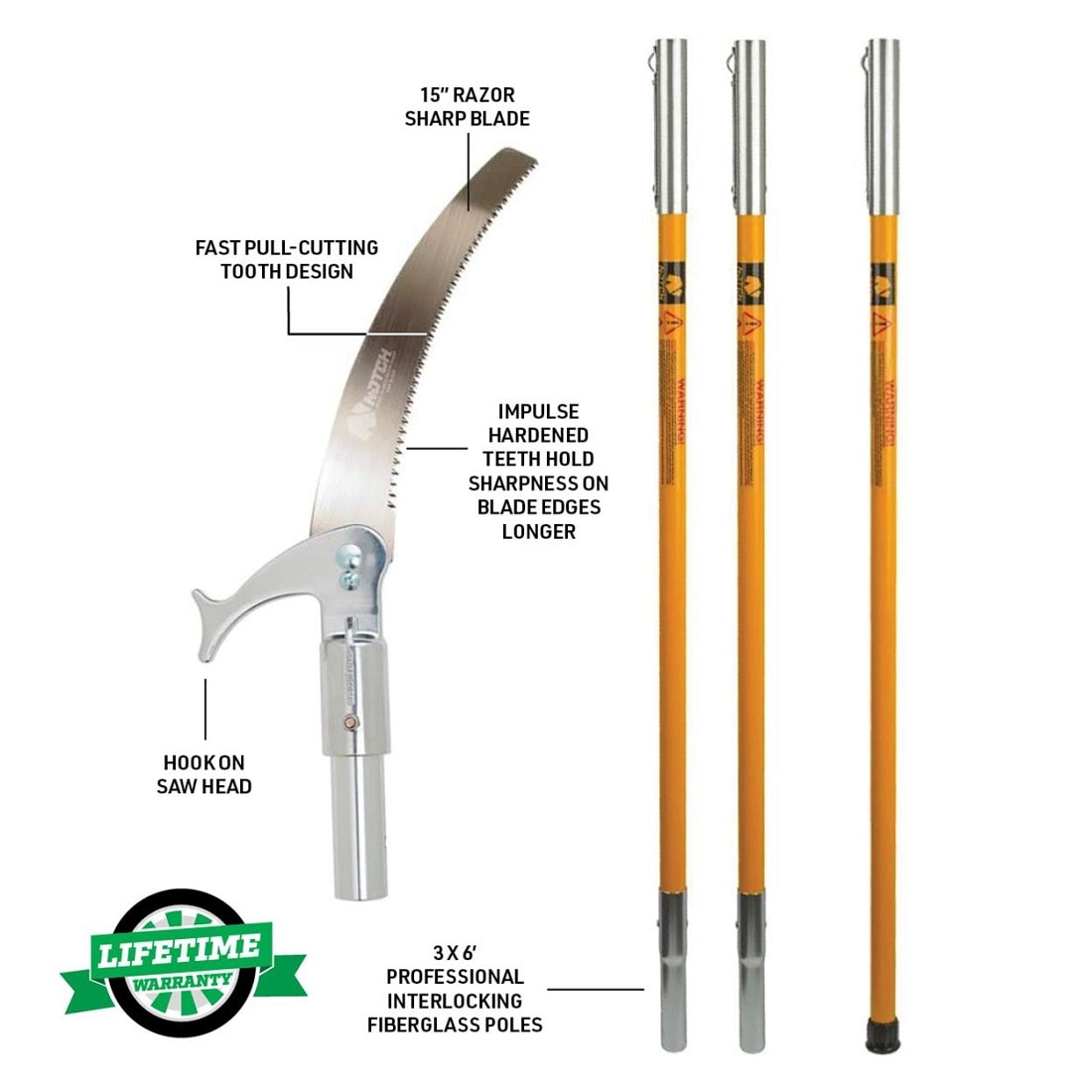 Notch 15 in. Steel Blade 18 ft. Pole Fiberglass Pole Saw Set 40207